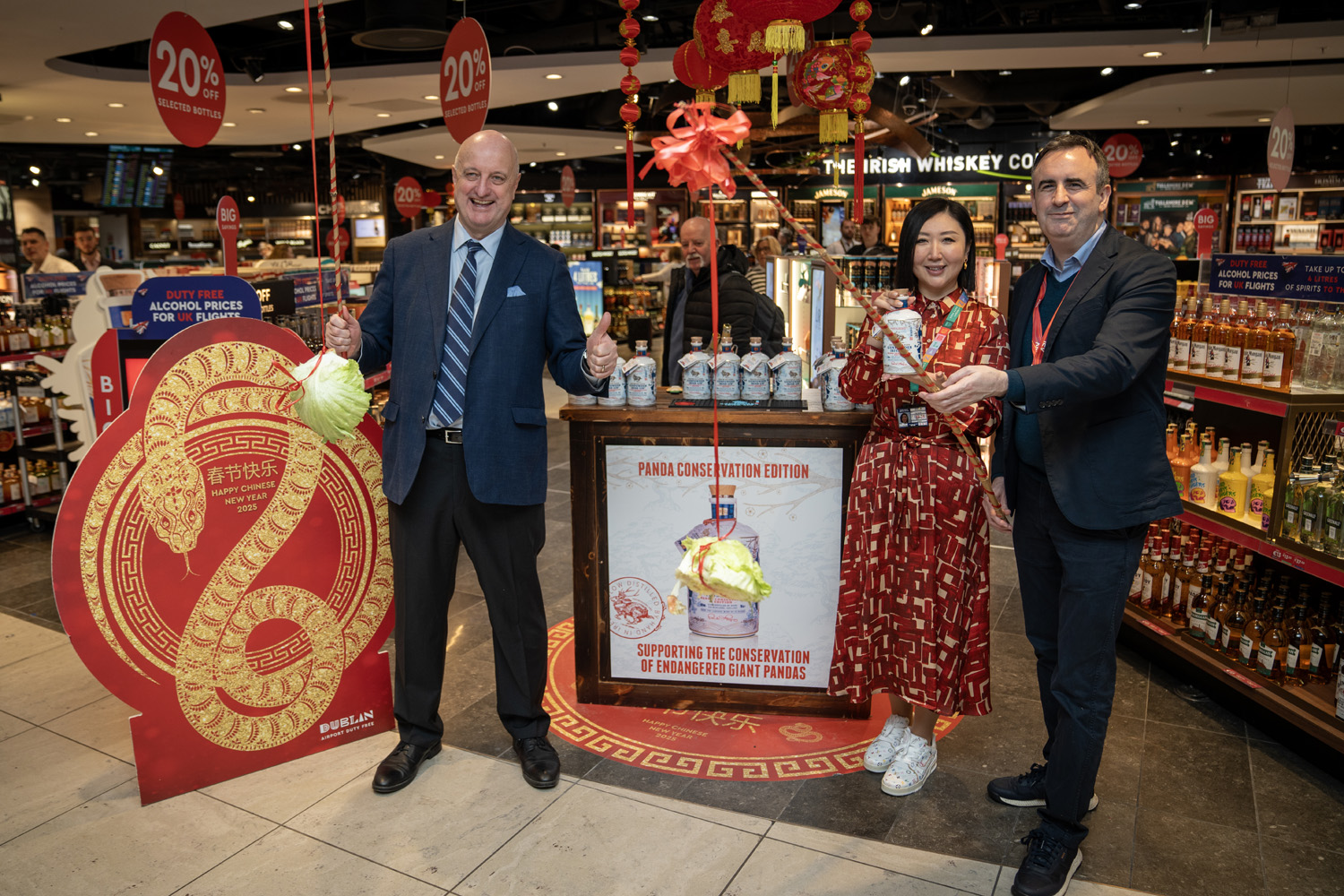 PJ Rigney, The Shed Distillery; Ling-Ling Sun, ARI Airport Retail Manager; and Damien Smith, ARI Buyer